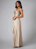 Aveline | Spaghetti Strap Evening Maxi Dress with Side Slit