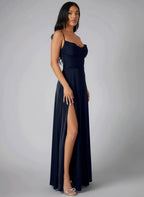 Aveline | Spaghetti Strap Evening Maxi Dress with Side Slit