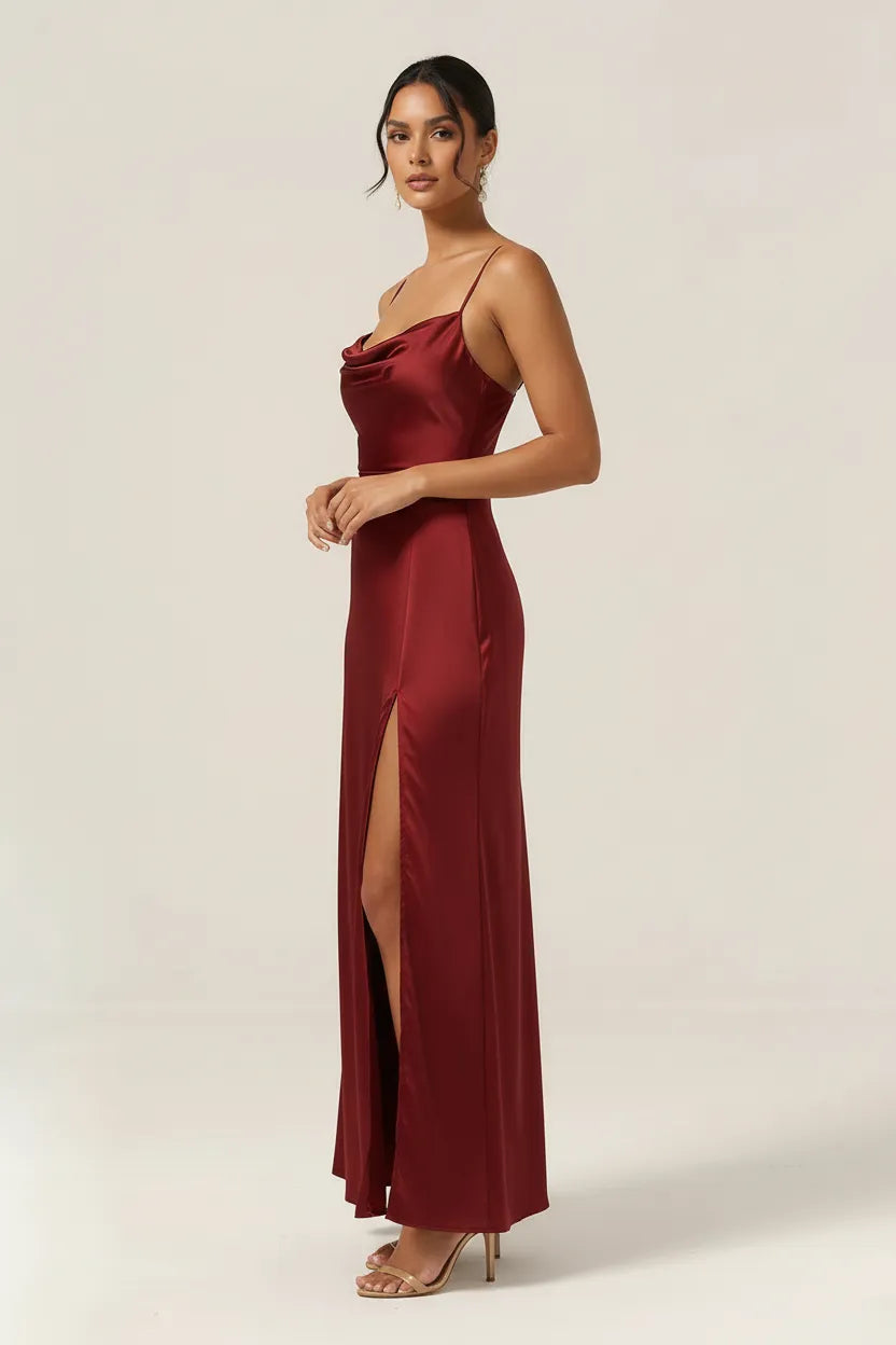 Aveline | Spaghetti Strap Evening Maxi Dress with Side Slit