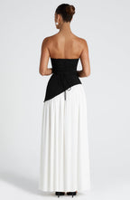 Seravia | Strapless Maxi Dress with Asymmetric Waist and High Slit