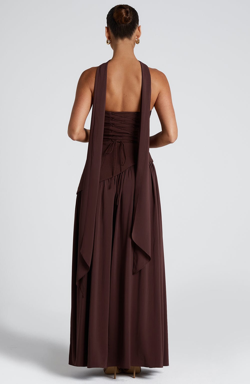 Seravia | Strapless Maxi Dress with Asymmetric Waist and High Slit